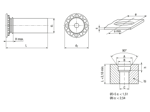 Technical drawing with dimensions of PEM® FH - Self-clinching pins for metallic materials