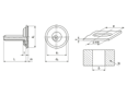Dessin technique avec dimensions de PEM® GHOST™ MRPS - Goupille flottante pour matériaux métalliques