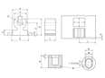 Technical drawing with dimensions of PEM® R'ANGLE® RAA - Self-clinching right-angle fasteners for metallic materials