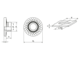 Technical drawing with dimensions of PEM® eConnect® ECCBF™ - Contact Bushing for metallic materials