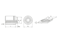 Technical drawing with dimensions of PEM® ReelFast® SMTSO - Surface mount spacers with thread with UNC thread, with adhesive patch, on tape for PC boards