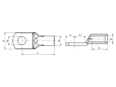 Technical drawing with dimensions of Klauke® R - Tubular cable lugs standard type, with inspection hole, for small cross-sections