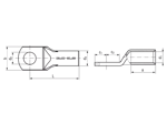 Technical drawing with dimensions of Klauke® R - Compression cable lugs DIN