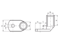 Disegno tecnico con quote di Klauke® R - Compression cable lugs angle type 90°