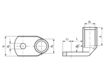 Technical drawing with dimensions of Klauke® R - Compression cable lugs angle type 90°