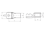 Dibujo técnico con dimensiones de Klauke® R - Tubular cable lugs standard type, without inspection hole