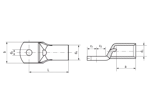 Dibujo técnico con dimensiones de Klauke® MS - Tubular cable lugs standard type, with inspection hole