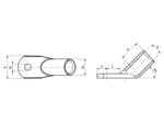 Dibujo técnico con dimensiones de Klauke® R - Tubular cable lugs Angle 45°