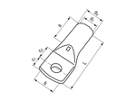 Dibujo técnico con dimensiones de mecatraction DE - Terminales tubulares tipo estándar, con agujero de inspección