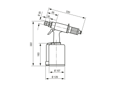 치수가 포함된 기술 도면: Huck® LH224 - Hydropneumatic blind rivet tool without nose assembly