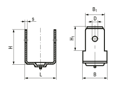 Technical drawing with dimensions of FASTEKS® WELKO KN2410/D - Flat terminals U tip ignition
