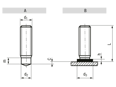 Technical drawing with dimensions of FASTEKS® WELKO KN107 - Weld studs RD drawn arc stud welding, without alu ball
