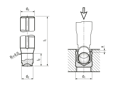 Dessin technique avec dimensions de KOENIG EXPANDER® MB - Poinçons de mise en place, mécanique pour bouchons étanches série MB