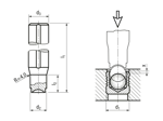 Technical drawing with dimensions of KOENIG EXPANDER® MB - Setting tool, mechanical for sealing plugs serie MB