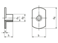 Technical drawing with dimensions of C - Spot weld nuts with smooth faced flange form C