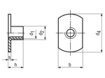 Technical drawing with dimensions of C - Weld nuts with smooth faced flange type C