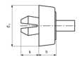 Technical drawing with dimensions of Mounting feet with washer EVA