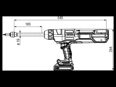 Disegno tecnico con quote di STANLEY® Assembly Technologies SB25PT-05 - Rivettatrice a batteria per rivetti a strappo a ripetizione