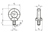 Technical drawing with dimensions of Lifting eye bolts