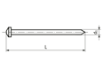 Technical drawing with dimensions of FASTEKS® WELKO KN2111KK - Insulation nails tip ignition, for zinc plated sheets only