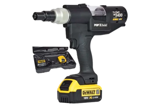 BN 33928 | Battery-Powered Blind Rivet Tool in plastic carry case fully equipped