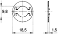 Technical drawing with dimensions of Camloc® 991F - Retaining washers for studs