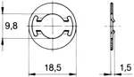 Technische Zeichnung mit Maßen von Camloc® 991F - Haltescheiben zu Verschlusszapfen