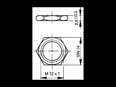 Technical drawing with dimensions of Camloc® 15F - Hex nuts for receptacles