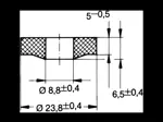 Technische Zeichnung mit Maßen von Camloc® 991F - Dichtung zu Verschlusszapfen