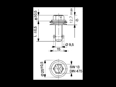 Technical drawing with dimensions of Camloc® 991F - Studs hex head slotted recess