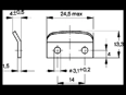 Technical drawing with dimensions of Camloc® 1429L - Strikes for use with spring steel drawhook