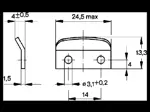 Dibujo técnico con dimensiones de Camloc® 1429L - Contragancho para ganchos macizos de fijación