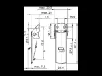 Disegno tecnico con quote di Camloc® V917L - Chiusure a spinta con sicura e base aperta, regolabili, con fori da ribadire o avvitare