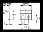 Disegno tecnico con quote di Camloc® V951L - Controganci corti, con fori da ribadire o avvitare
