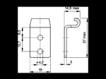 Disegno tecnico con quote di Camloc® V951L - Controganci per fissaggio angolare, con fori da ribadire o avvitare