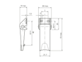 Disegno tecnico con quote di Camloc® V951L - Chiusure a spinta piastrina di ancoraggio aperta, regolabili, con fori da ribadire o avvitare
