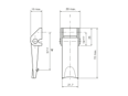 Disegno tecnico con quote di Camloc® V951L - Chiusure a spinta piastrina di ancoraggio aperta, regolabili, senza fori da saldare