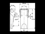 Disegno tecnico con quote di Camloc® V951L - Chiusure a spinta piastrina di ancoraggio a scomparsa, regolabili, con fori da ribadire o avvitare