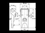 Disegno tecnico con quote di Camloc® V951L - Chiusure a spinta con sicura e piastrina di ancoraggio a scomparsa, regolabili, con fori da ribadire o avvitare