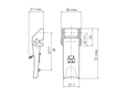 Disegno tecnico con quote di Camloc® V951L - Chiusure a spinta con sicura e piastrina di ancoraggio aperta, regolabili, senza fori da saldare