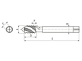 Rysunek techniczny z wymiarami GH - Gwintownik maszynowy do z otworem gwintowanym nieprzelotowym do FILTEC®+ / LOCKFIL®+ / KATO® wkładek gwintowych z drutu