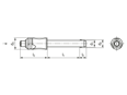 Technical drawing with dimensions of HALDER EH 22370. - Ball lock pins self locking, basic type