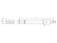 Technical drawing with dimensions of Tappex® 031 - Hand installation tools for self-cutting threaded inserts