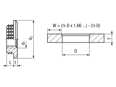 Technical drawing with dimensions of Tappex® MICROBARB® 0006 - Press-in threaded Inserts with large head, micro knurling, for thermoplastics