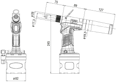 Disegno tecnico con quote di POP® ProSet® XT1 - Rivettatrice idropneumatica con contenitore raccogli-mandrini