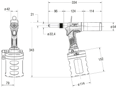 Disegno tecnico con quote di POP® ProSet® XT4 - Rivettatrice idropneumatica con contenitore raccogli-mandrini