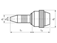 Teknisk tegning med mål af AVDEL® - Værktøjshoved standard med åbningsring, hovedformende, til speed rivets