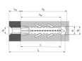 Dessin technique avec dimensions de TOX Barracuda - Chevilles à expansion