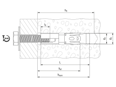 Disegno tecnico con quote di Tecfi ABT71 - Tasselli passanti con foro filettato