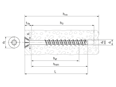 Dessin technique avec dimensions de Tecfi HXE03 - Vis à béton à tête fraisée et six lobes internes